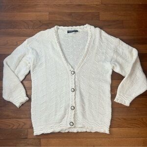 Cream Knit Cardigan Pearl Buttons grandmacore Cottagecore